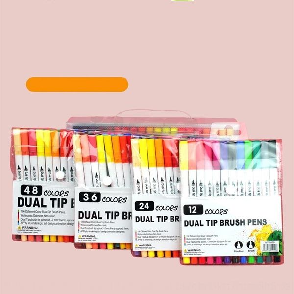 

GlqI double head marker marker soft head watercolor art supplies children's painting pens gift painting color penpaintbrush set, Black;red