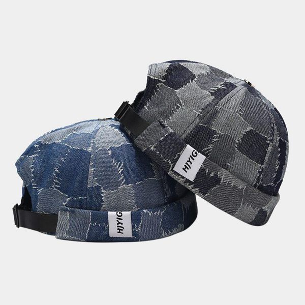 

street cycling contrasting plaid denim landlord hat men and women trend retro melon autumn sun caps & masks, Black