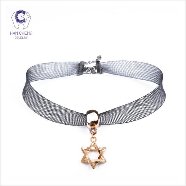 

chokers hancheng fashion metal net golden israel star of david pendant choker necklace women necklaces collar jewelry bijoux, Golden;silver