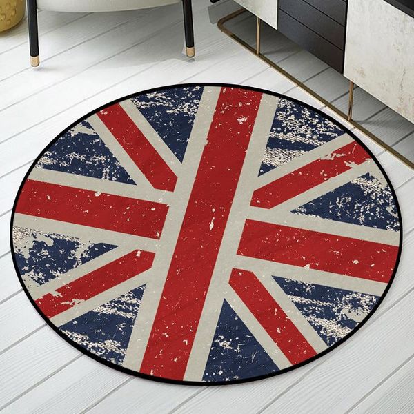 

carpets retro the united kingdom flag printed round carpet floor mat soft for living room anti-slip rug bedroom decor