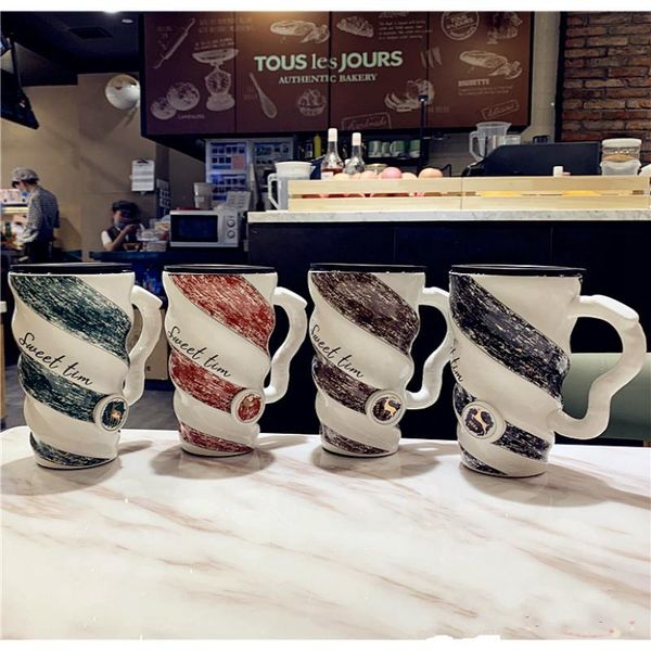 

mugs creative ceramic large couple handle with spoon milk coffee cup male female turkish office water cups set gift drinkware