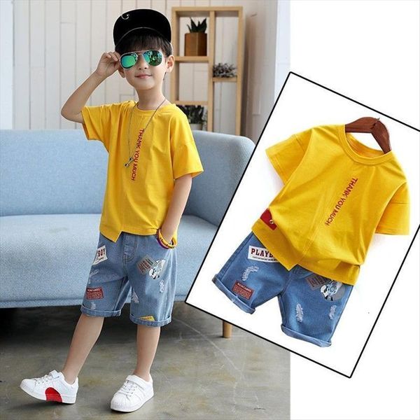 

4 12 years summer boss baby t shirt jeans denim shorts 2pcs set kids clothes sets toddler girls clothing boys, White