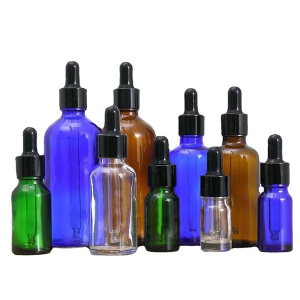 

1pcs 5ml-50ml empty amber glass dropper bottles pipette refillable containers for reagent essential oil liquid storage & jars