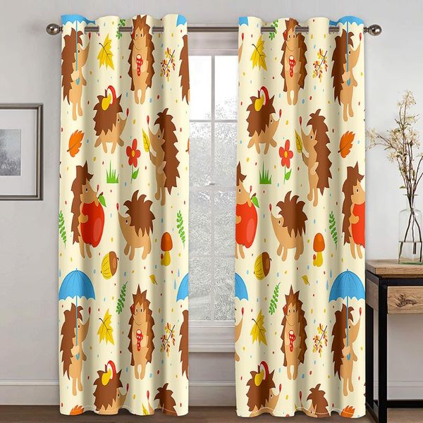

curtain & drapes lovely hedgehog printing living room bedroom home decoration children's essential