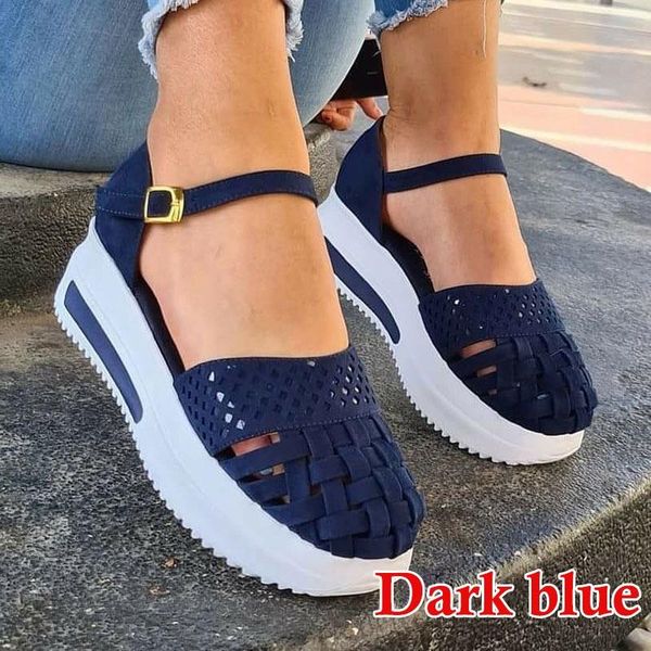

sandals fashion women hollow out summer flat heels female casual sewing shoes platform ladies sandalias, Black