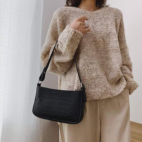 

duffel bags messenger handbags retro alligator pattern women shoulder flap pu leather casual solid crossbody for bolsas