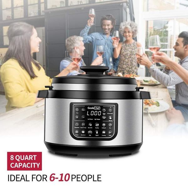 

12-in-1 multi-purpose programmable electric pressure cooker oval, slow cooker, rice cooker, steamer, stir-fry 8qt
