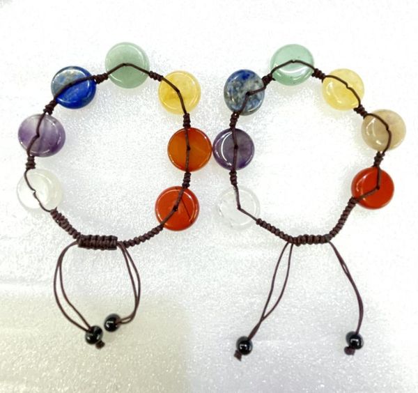 

beaded, strands natural gem stone quartz crystal lapis 7 chakra reiki healing irregular beads jewelry handmade string rope adjustable bracel, Black