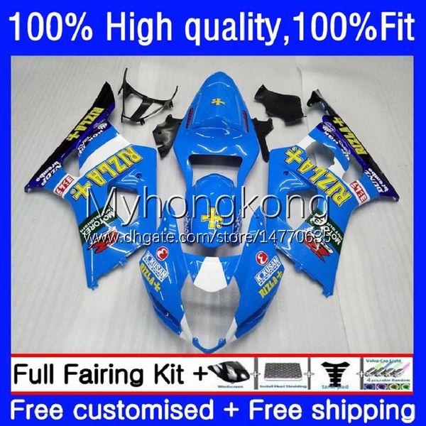 Spritzgussverkleidungen für Suzuki GSXR1000 GSX-R1000 K3 2003-2004 Körperarbeit 25NO.39 GSXR 1000 CC 1000cc 2003 2004 GSXR-1000 03 04 Motorrad Rizla blaue OEM-Bodys