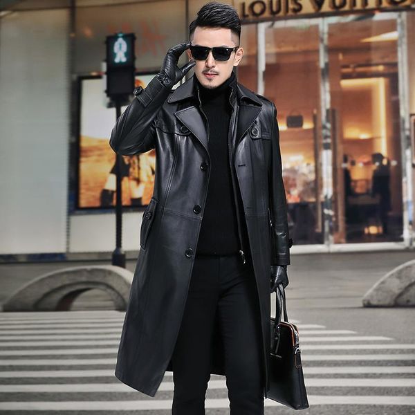 

men's leather & faux jacket men sheepskin genuine autumn winter real windbreaker jaqueta de couro zp8116 yy696, Black