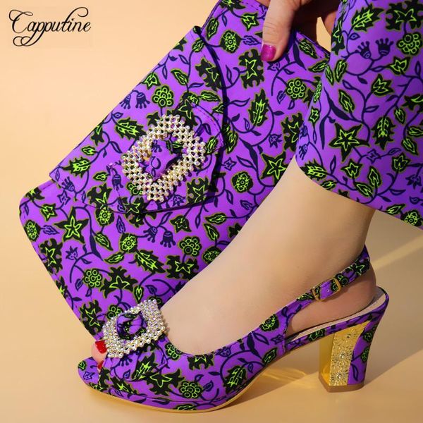 

dress shoes capputine fashion african decoration with crystal woman italian style heels purse for party, Black