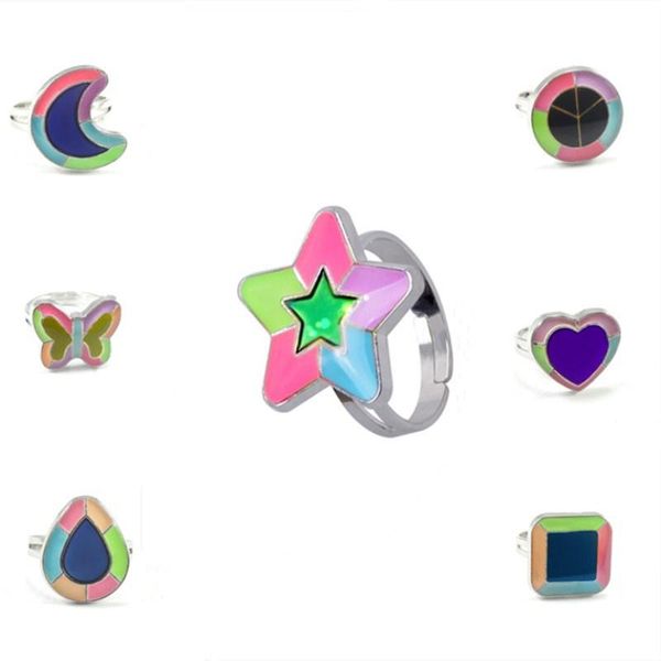 

cluster rings 2021 multiple mood temperature sensitive luminous fluorescent color changing rings, are shipped in random colors, Golden;silver