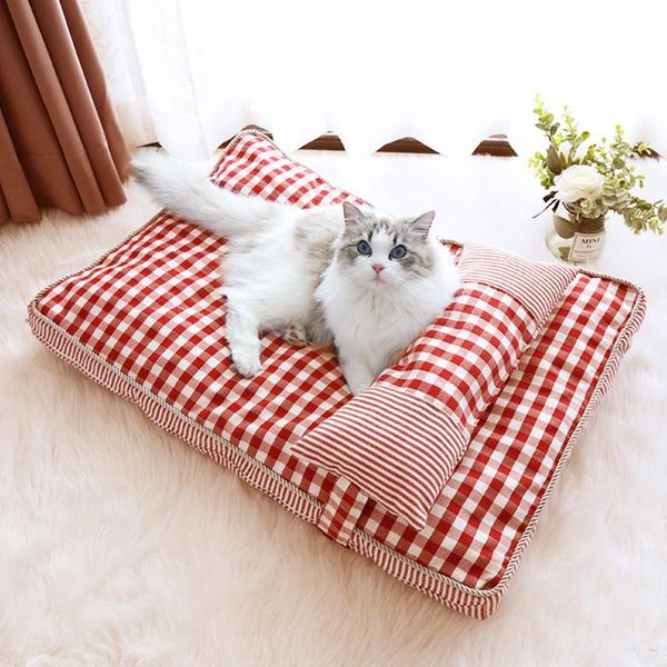 

cat beds & furniture pet bed with pillow sleeping mat cats dogs soft nest kennel dog blanket for supplies