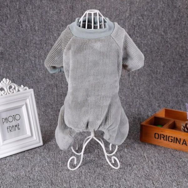 

dog apparel warm coatpet winter sleepwear clothes solid color pajamas flannel jumpsuit a