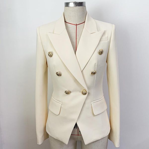 

women's suits & blazers est nice designer jacket classic slim fitting lion buttons double breasted blazer ivory, White;black