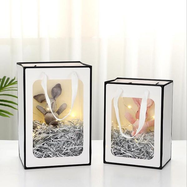 

gift wrap upscale white bronzing "thank you" candy box with handle ribbon blank kraft paper bag wedding favors party favor bags