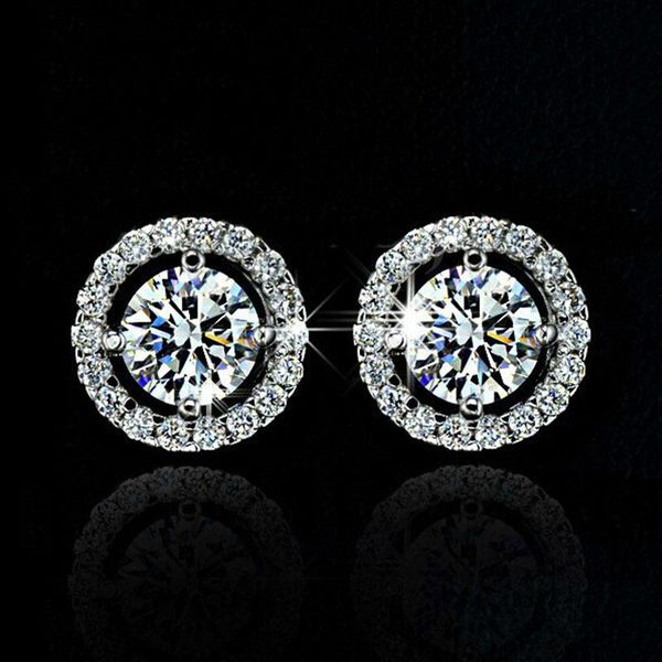 

stud romantic jewelry earrings for wedding elegant silver color cubic zirconia stone earring, Golden;silver