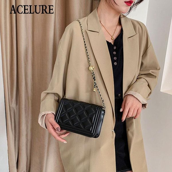 

evening bags acelure small cover female shoulder elegant ladies chain messenger black pu leather cross body bolsa feminina