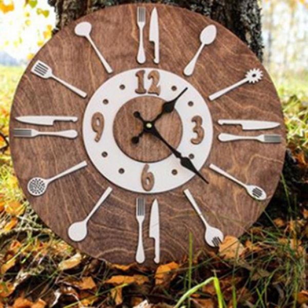 

wall clocks cutlery clock modern design spoon fork kitchen watch vintage retro style record home decor silent
