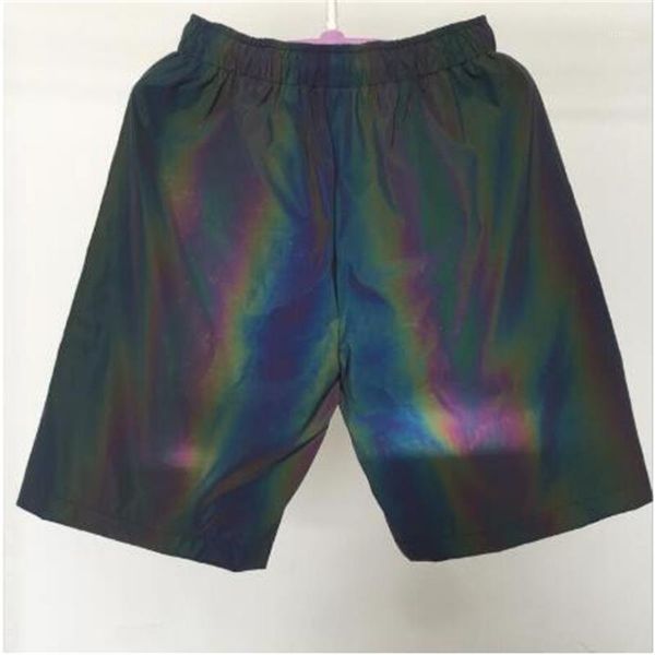 

summer fashion streetwear night multi-color reflect men shorts casual elastic waist joggers hip hop homme men's, White;black