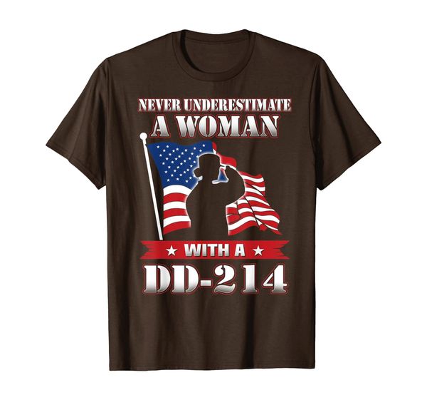 

never underestimate a woman with a dd-214 veterans day t-shirt, White;black