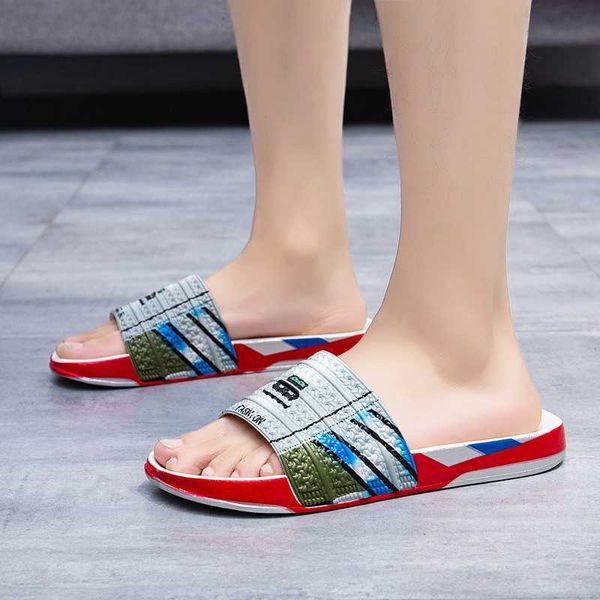 

fashion cool outdoor men slippers summer trendy casual shoes men comfortable and convenient mixed-colorful sandalias men pantufa 210619, Black