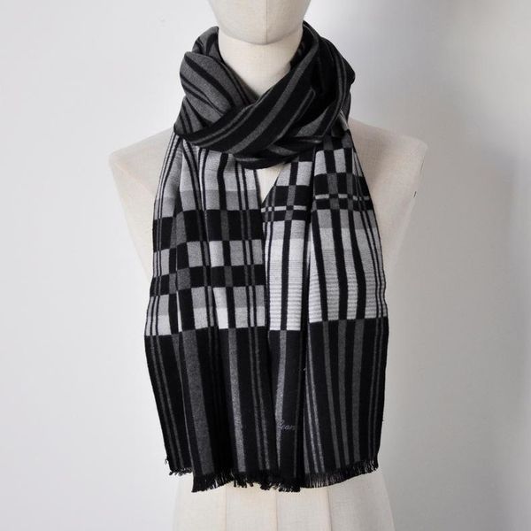 

scarves spot daily all-match 100% silk autumn and winter men's women's plaid scarf, Blue;gray