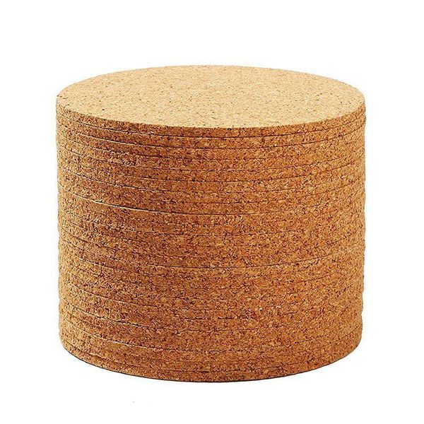 

table runner set of 10 cork bar drink coasters - absorbent and reusable 90mm, 5mm thick