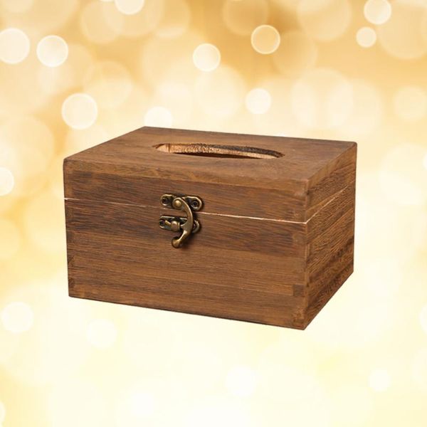 

tissue boxes & napkins wooden box vintage holder napkin case for home car restaurant (short)