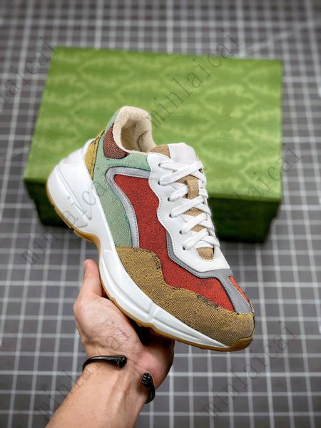 

rhyton vintage trainer multicolor sneakers shoes men women trainers luxury chaussures ladies sport shoe designers runner sneaker casual prin, Black