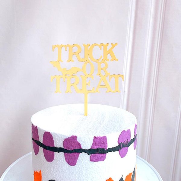 

other festive & party supplies 1 set 10 pcs acrylic bat trick or treat cake ers (golden)