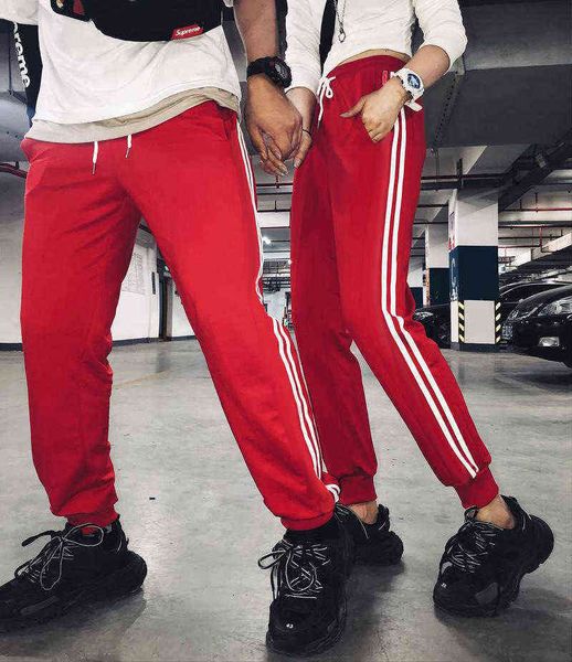 

new men casual long pants spring autumn fashion men's pencil trousers daily two bar harlan pants plus size sports pants male w220214, Black