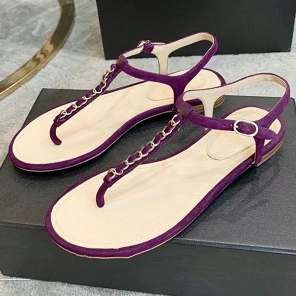 

sandals chain woman shoes summer solid flip flops buckle strap ladies low heels fashion casual women 2021, Black