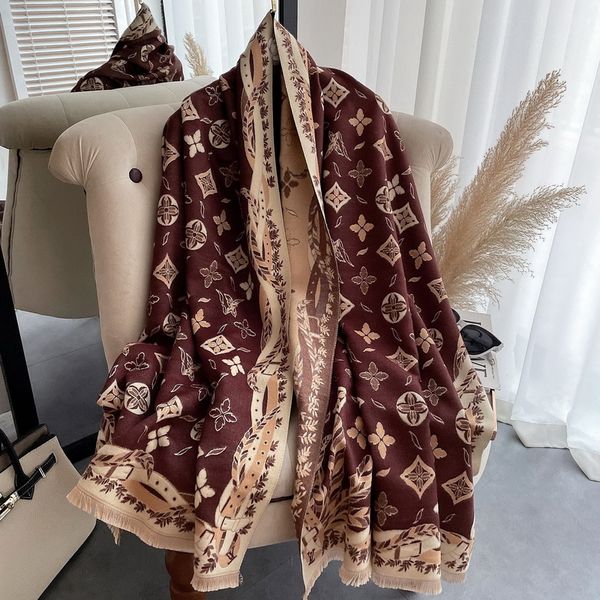 

design knit winter scarf for women cashmere-like pashmina shawl wrap female warm blanket scarves tassel stole hijab 180x65cm, Blue;gray