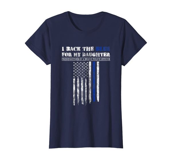 

womens mom back the blue for daughter t-shirt thin blue line gift, White;black