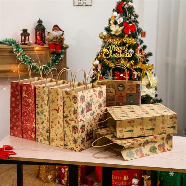 

gift wrap packaging elk shopping bags snowman party favors christmas bag paper kraft assorted prints