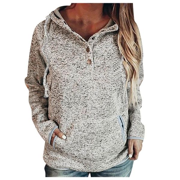 

women's hoodies & sweatshirts button pockets pullover cotton bottoming casual loose girl long sleeve western style thickening lady, Black