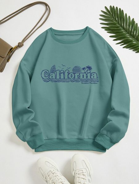 

palm tree & letter graphic thermal pullover a6ap#, White;black