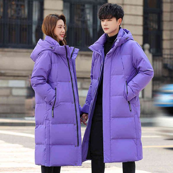 

men's and women's purple quilted coats, lovers' long jackets, brand clothing, winter, 2021, Black