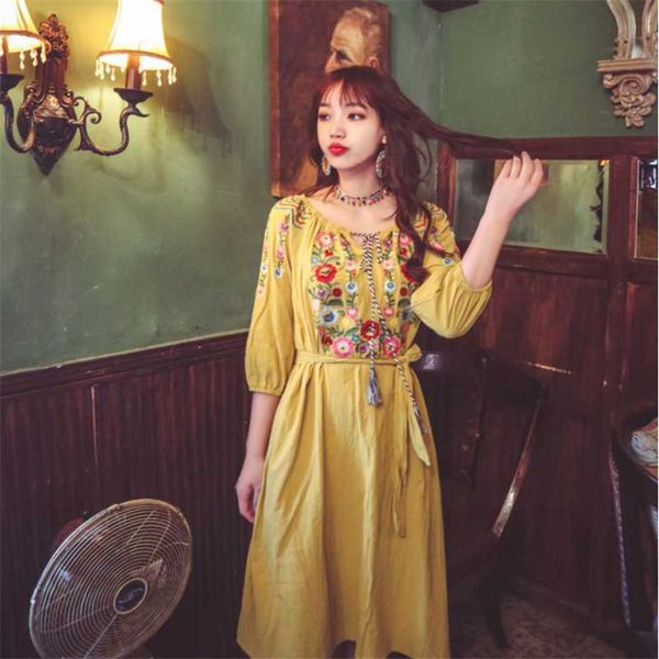 

casual dresses women summer bohemianpullover floral embroidery off shoulder knee-length dress girls female 6n11, Black;gray