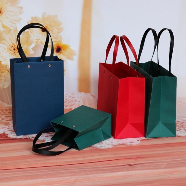

gift wrap 2pcs multi size diy rivet color kraft paper bag with handles festival shopping bags clothes gifts packing