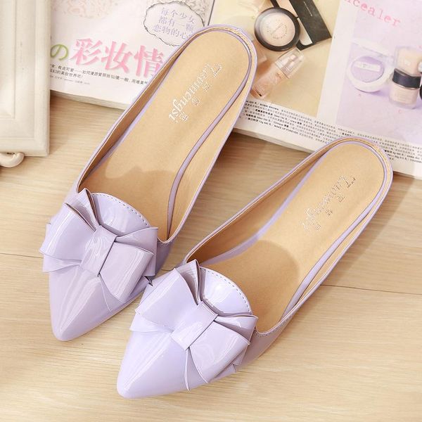 

slippers large size women's sandals 2021 and pointed-toe ban tuo xie baotou drag no heel loafers, Black