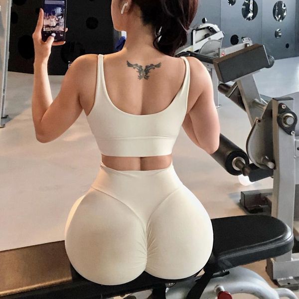 

women fitness tight leggings high wrist push up seamless white pants sports for gym running clothing yoga outfit