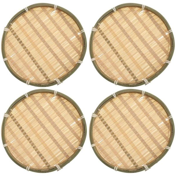 

set 4pcs multifunctional household bamboo woven storage holder plates kitchen & organization