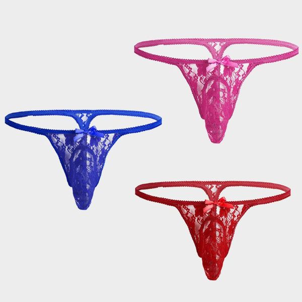 Cuecas homens g-string sexy lingerie t-back masculino laço respirável underwear homens sissy jockstrap tangas tangas tentação calcinha