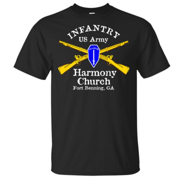 

r1 infantry us army harmony church fort benning ga military black t-shirt s-6xl, White;black