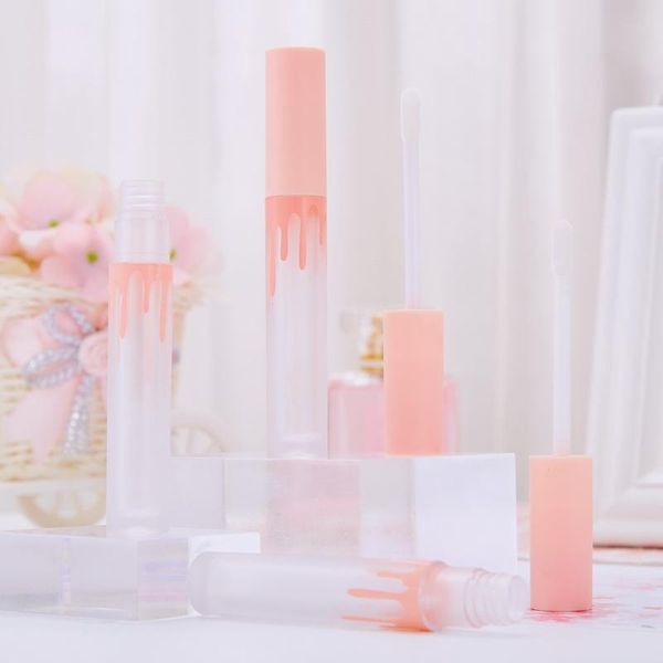 

storage bottles & jars 3ml mini empty lip gloss tubes cosmetic concealer brush containers frosted pink glaze packaging box lipgloss wand