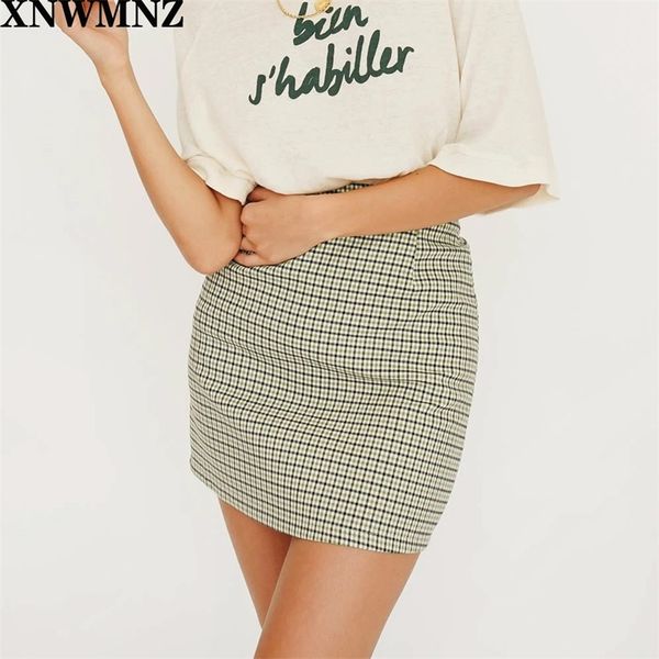 

vintage plaid skirts women houndstooth autumn short mini korean harajuku pencil office casual high waist 210520, Black
