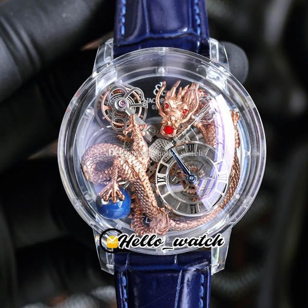 

astronomia tourbillon silver dragon swiss quartz mens watch pave piece unique fully transparent glass 3d engraving black leather super editi, Slivery;brown