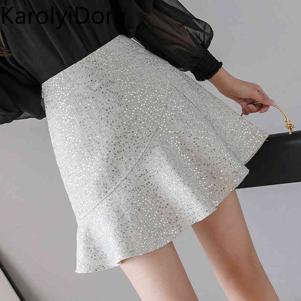 

women's summer new slim korean temperament fishtail dazzling skirt, Black